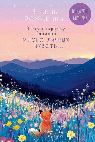 Открытка. В день рождения. В эту открытку вложено много личных чувств…