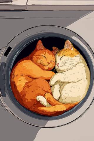 Открытка. Коты в барабане