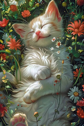 Конверт для денег. Котик в траве