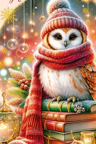 Конверт для денег. С Новым годом! Сова на книгах