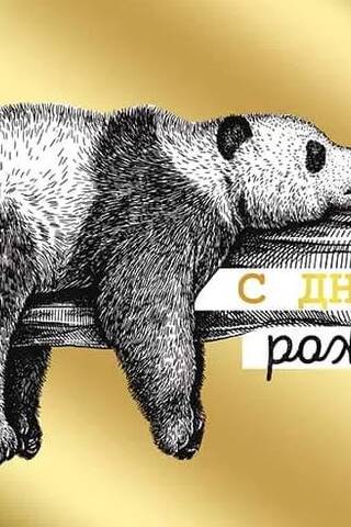 Конверт для денег. С Днем рождения! Панда на ветке