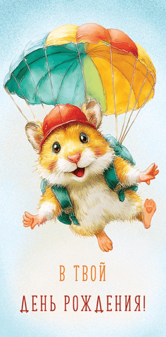 Money envelope. On your birthday. Hamster with a parachute.