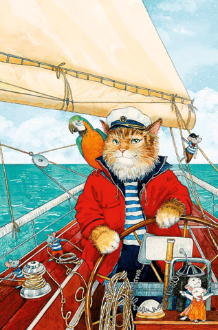 Postcard. Cat-Captain and the Mice