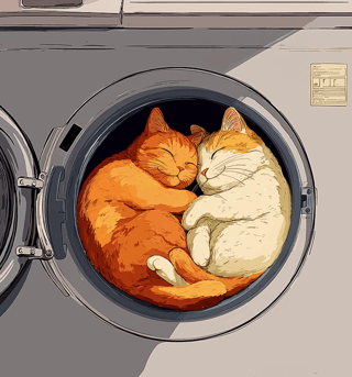 Postcard. Cats in a Drum