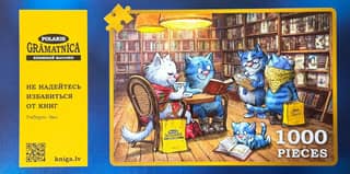 Puzzle: Blue Cats in a Book Cafe