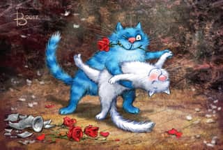 Postcard. Blue Cats. Tango