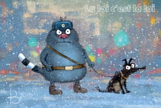 Postcard. Blue cats. The law is the law.