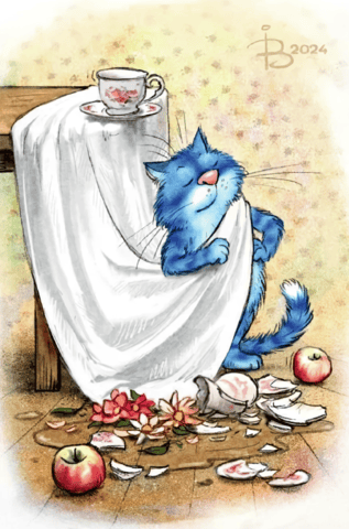 Postcard. Blue Cats. Patrician