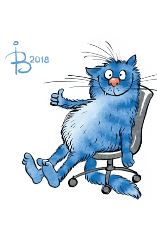 Postcard. Blue cats. Cool.
