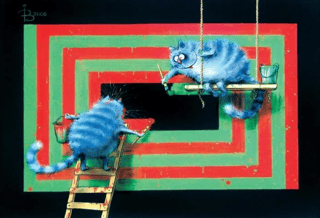 Postcard. Blue Cats. Supergraphics
