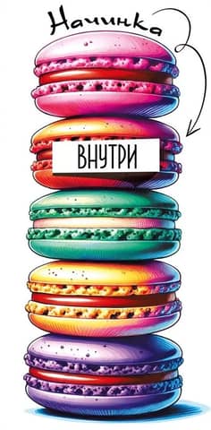 Money envelope. Filling inside. Macaroons.