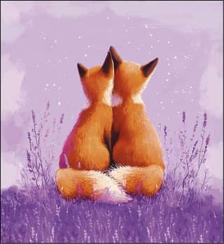 Postcard. Two foxes.