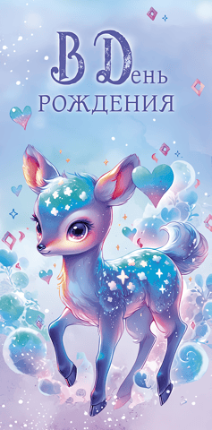 Money envelope. For your birthday. Magical deer.