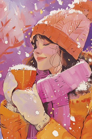 Открытка. Девочка с кружкой шоколада