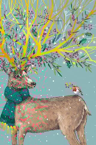 Открытка. С Новым годом! Благородный олень
