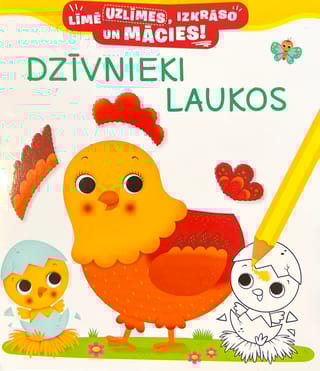 Dzīvnieki laukos.  Раскраска с наклейками
