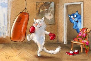 Открытка. Синие коты. Бокс