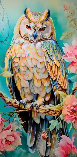 Конверт  для денег. Сова на цветущей ветке