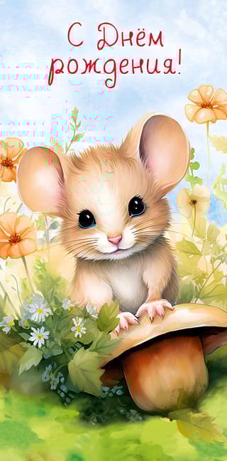 Конверт  для денег. С Днем рождения! Мышонок