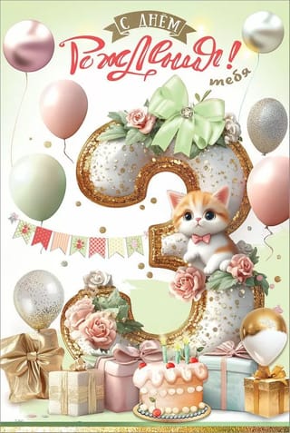 Открытка. С Днём рождения тебя! 3 года