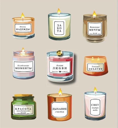 Открытка. Свечи с пожеланиями