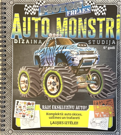 Motor Freaks. Auto  monstri. Раскраска с наклейками и трафаретом